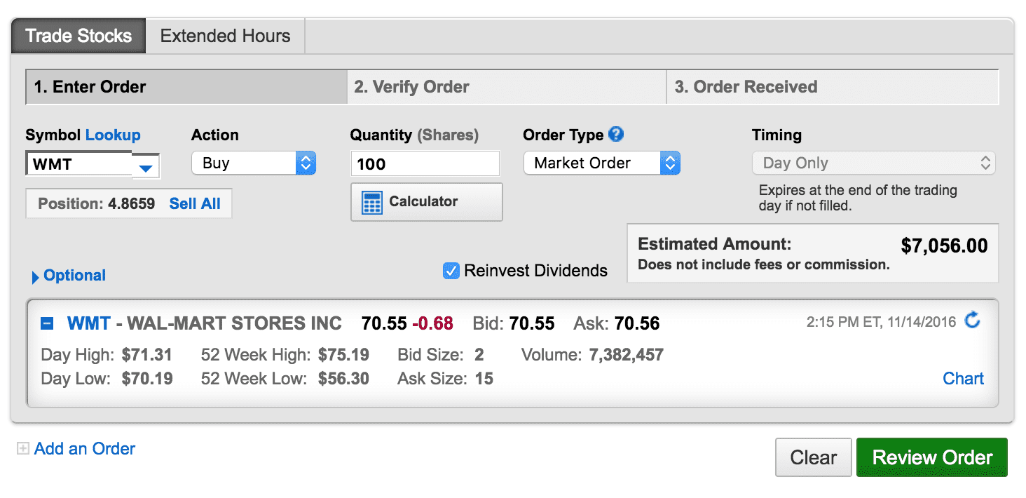 Charles Schwab Equities Trading Order Form