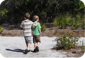 2 boys walking